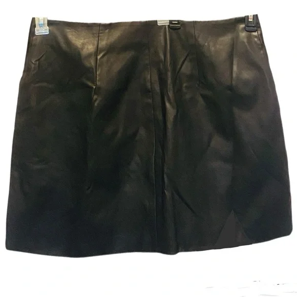 Brats Black Mini Skirt Faux Leather Punk Studed Full Front Zipper Plus Size 2X - Picture 9 of 10